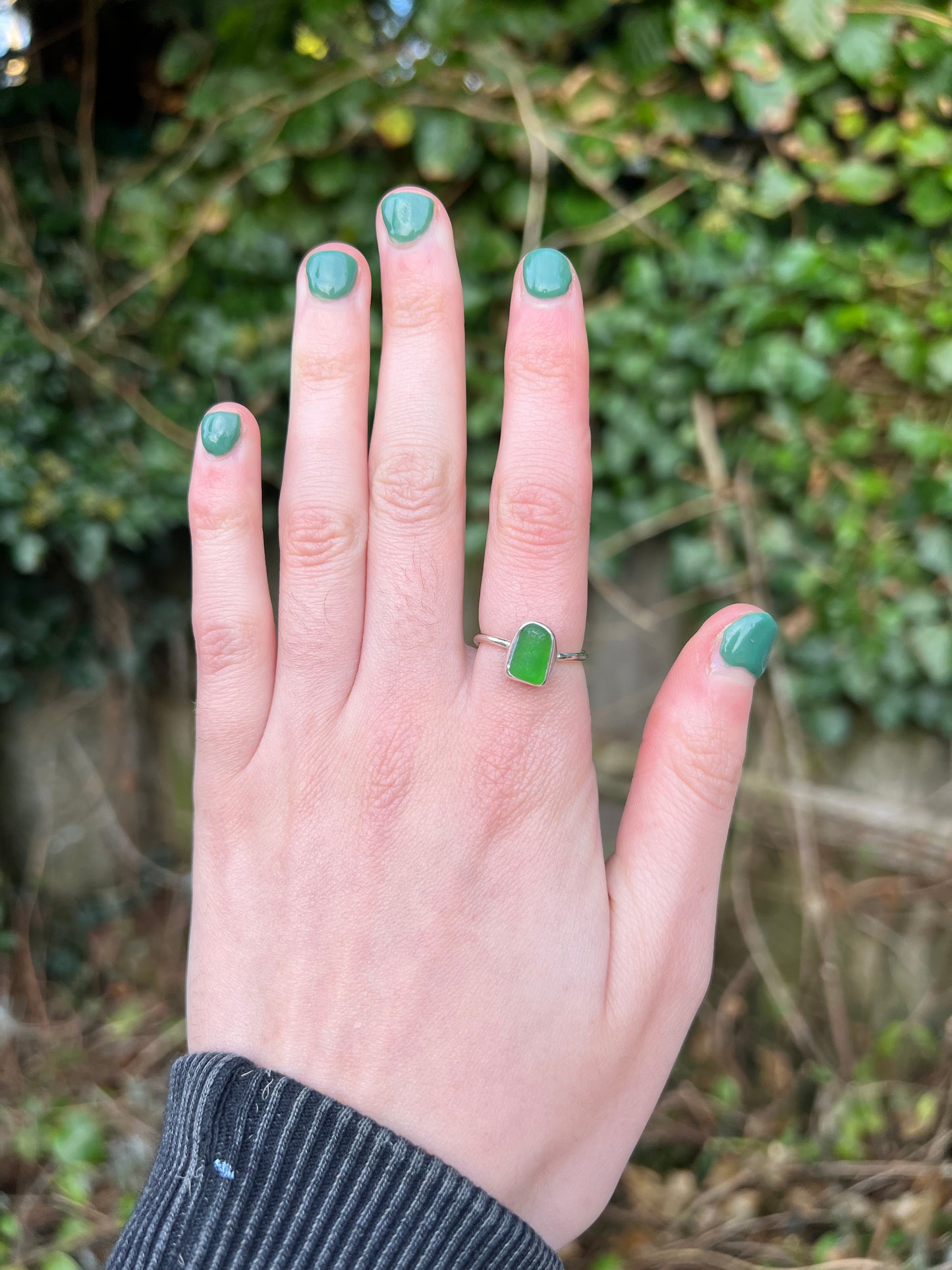 Adjustable sea glass ring