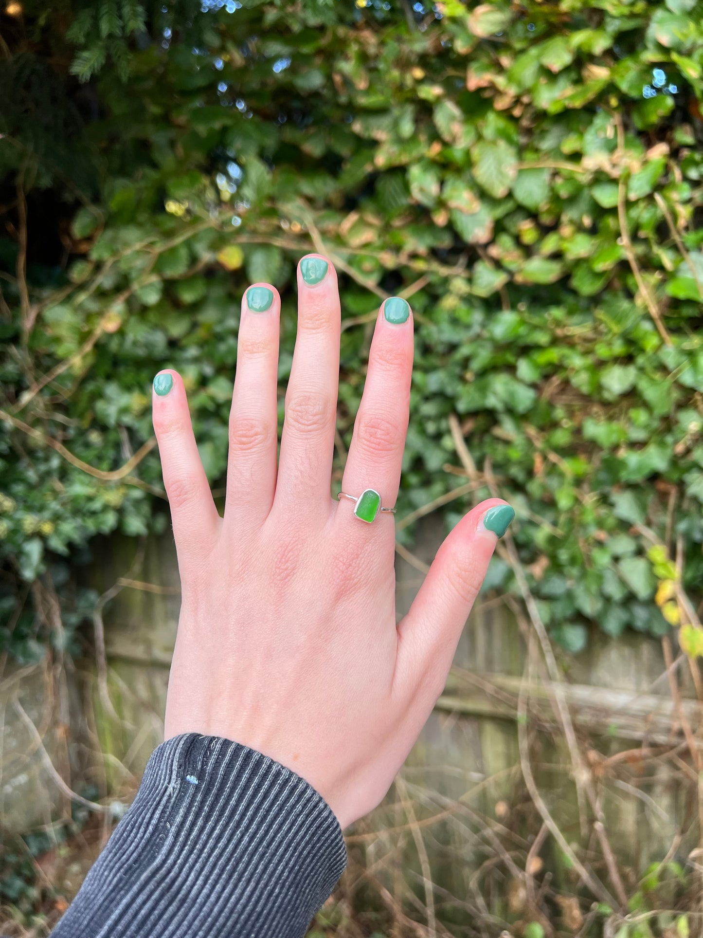 Adjustable sea glass ring