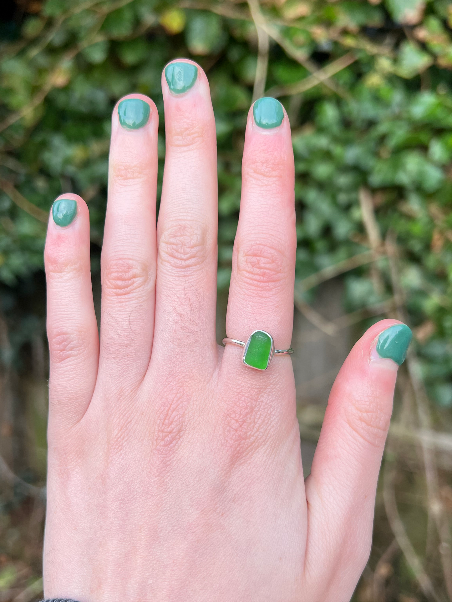 Adjustable sea glass ring