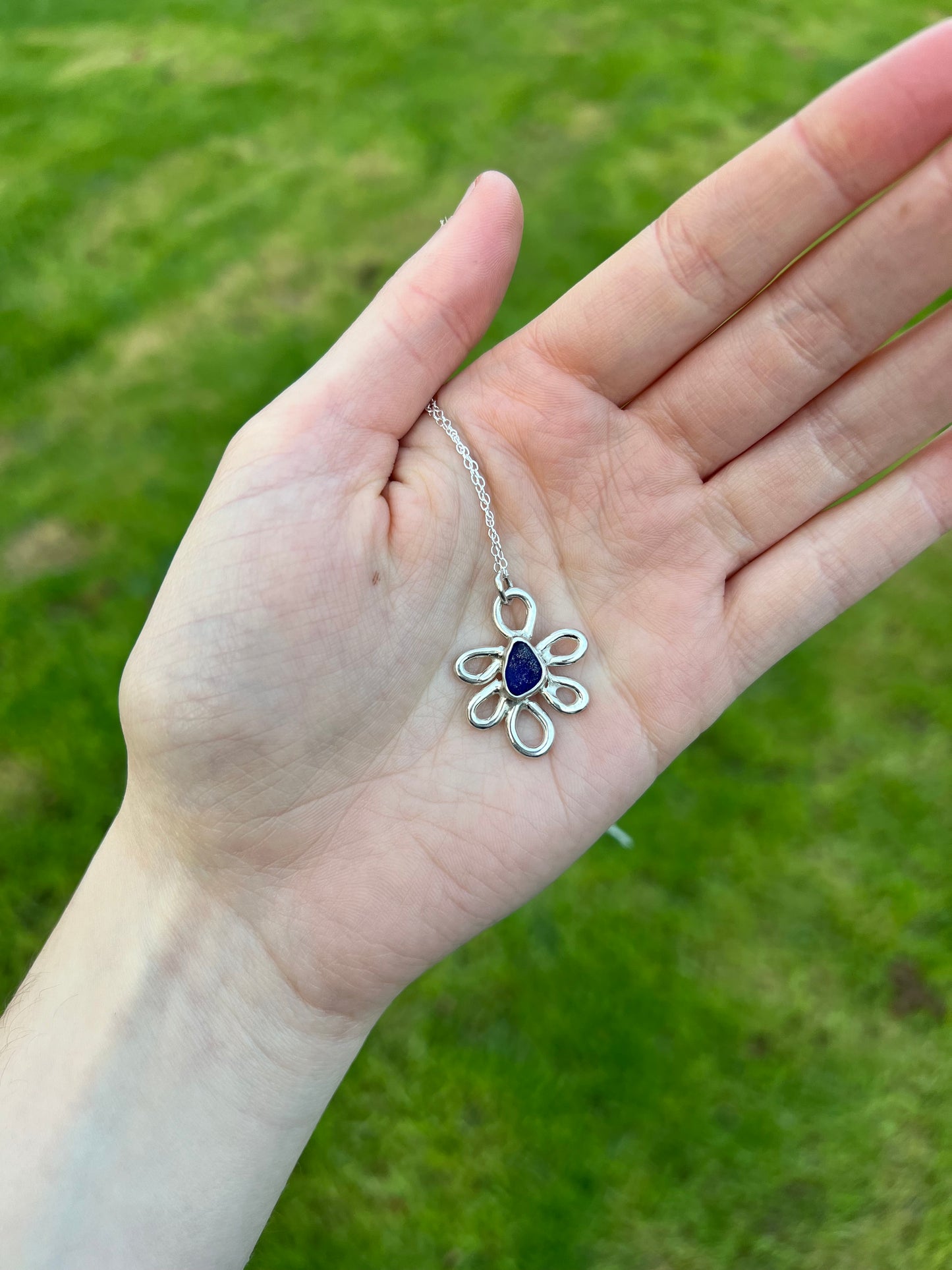 Seaglass flower necklace