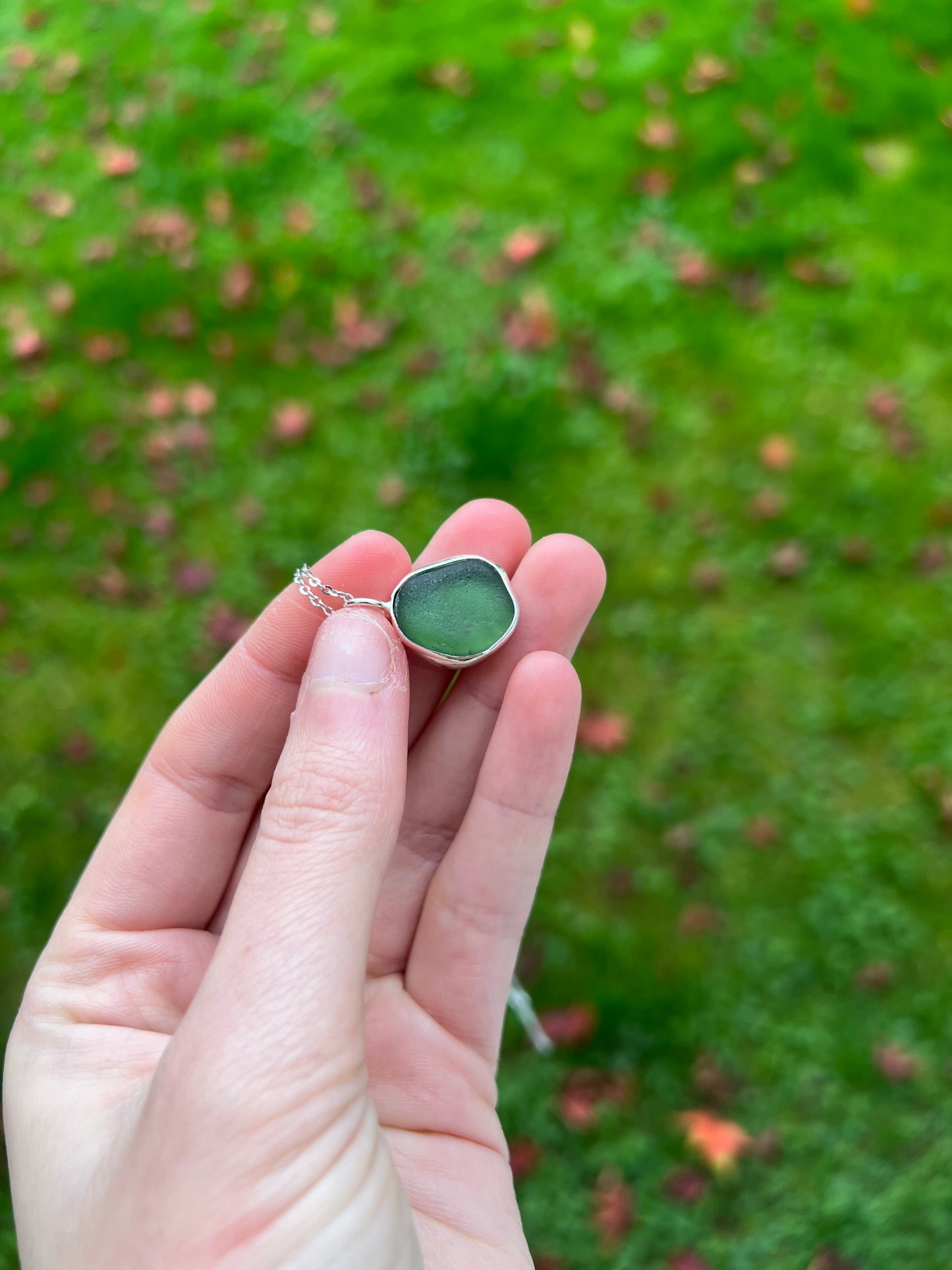 Sterling silver sea glass pendants