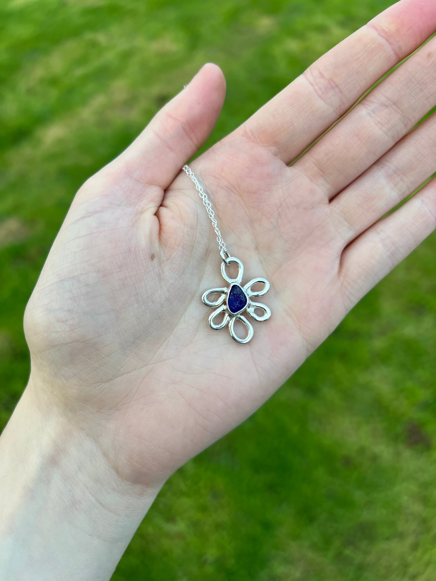 Seaglass flower necklace