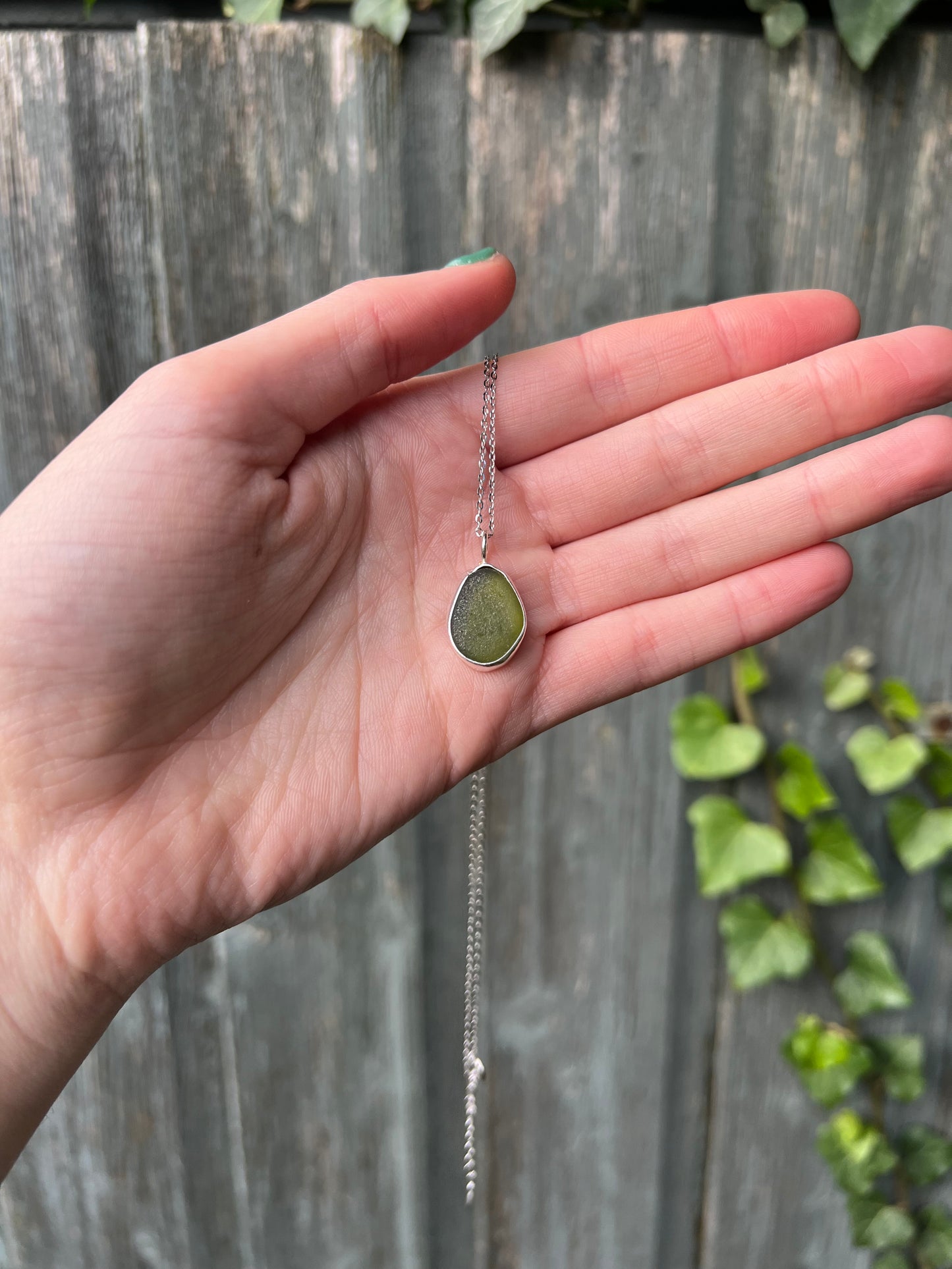 Sterling silver sea glass pendants