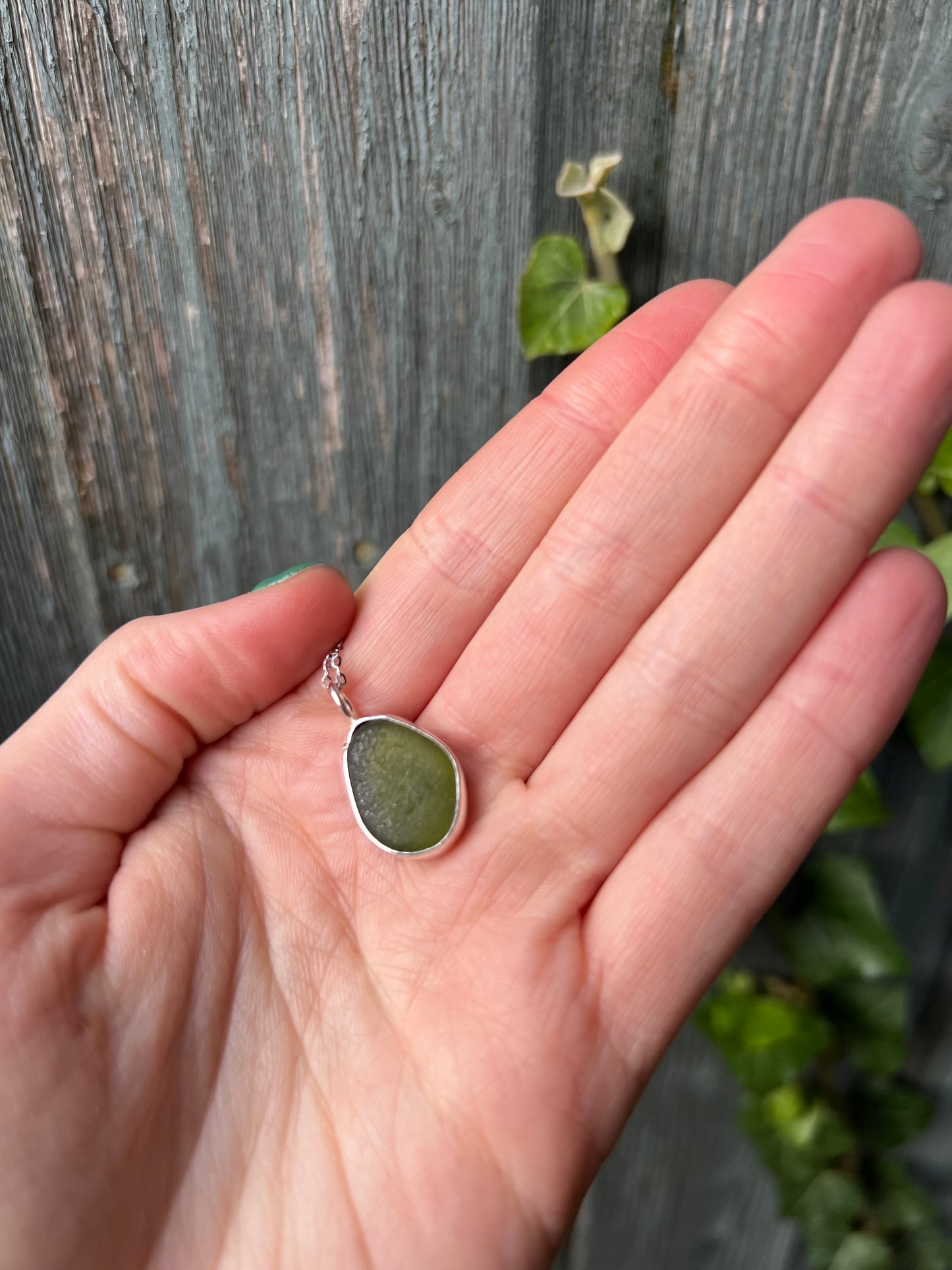 Sterling silver sea glass pendants